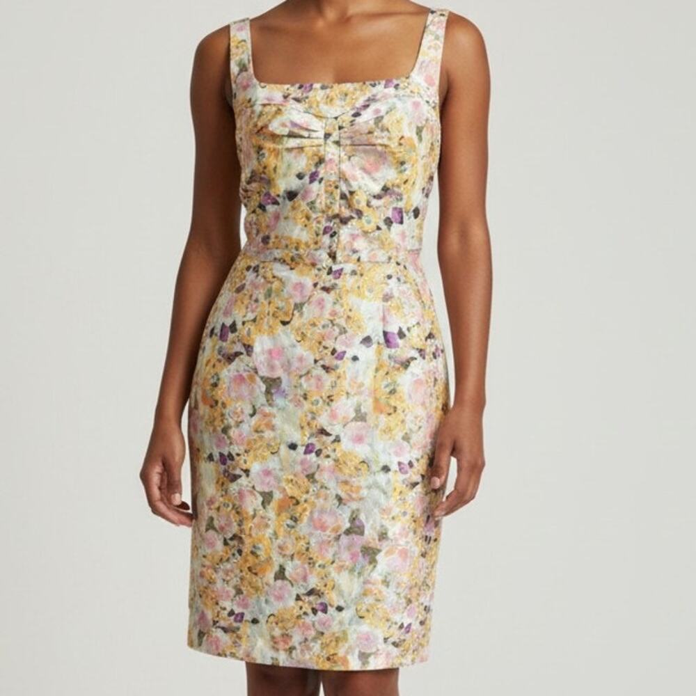 Leifsdottir Floral Shimmer Cocktail Dress Size 4 Anthropologie Spring Garden
